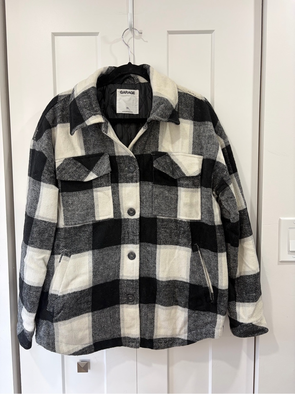 Garage Black & White Plaid Jacket for Women